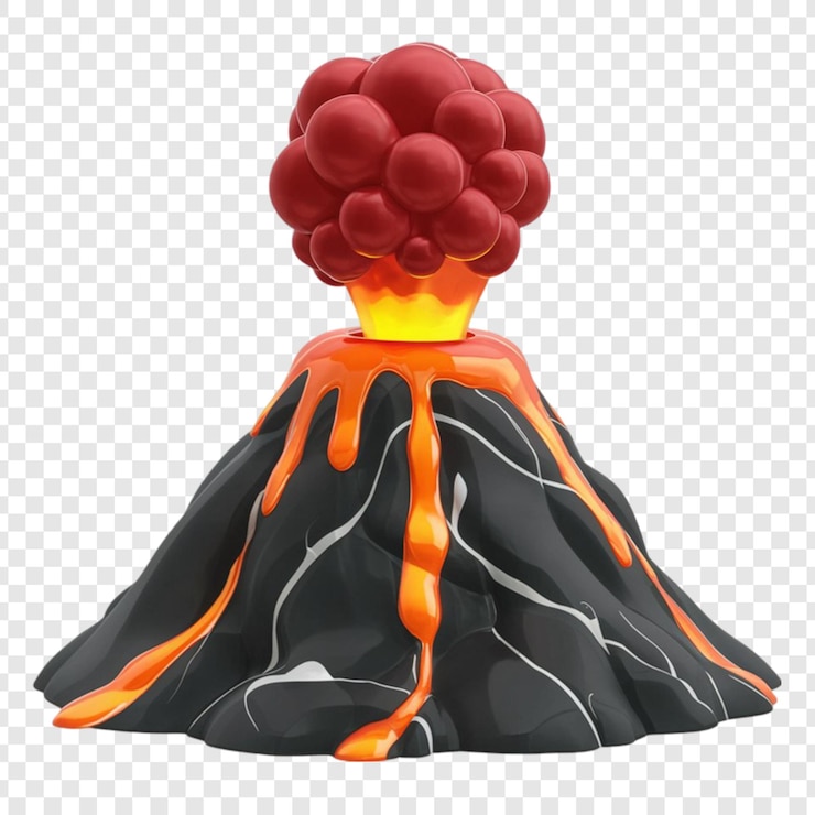 PSD el volcán 3d clipart aislado sobre un fondo transparente