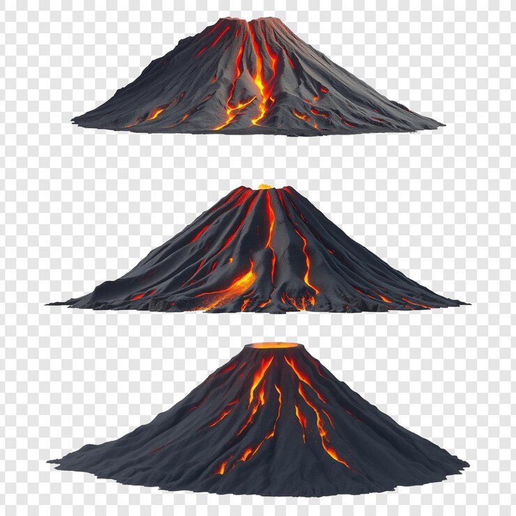 PSD un volcán con un fuego en él