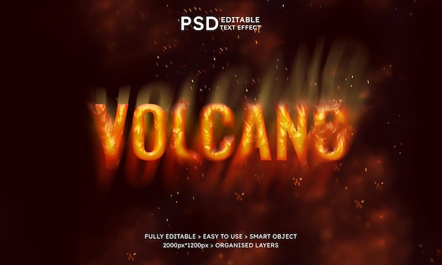 PSD volcano 3d editierbarer texteffekt