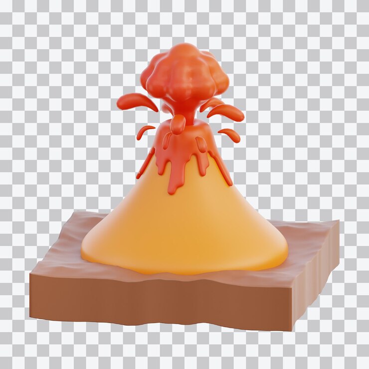 PSD volcano 3d illustration