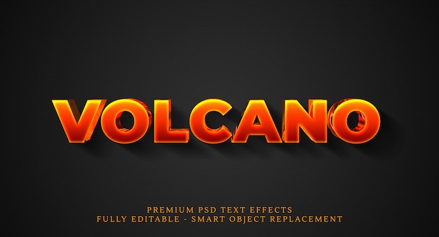 Volcano text style effect psd, efectos de texto psd premium