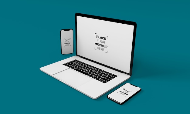 Vollbild smartphone und laptop mockup design