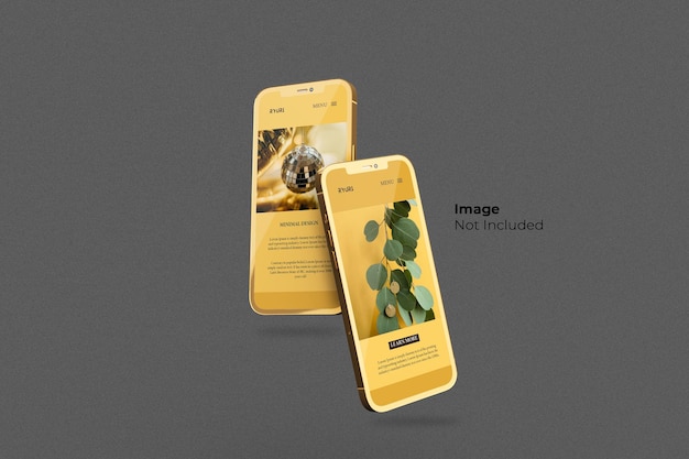 Vollbildschirm-Gold-Smartphone-Mockup-Design