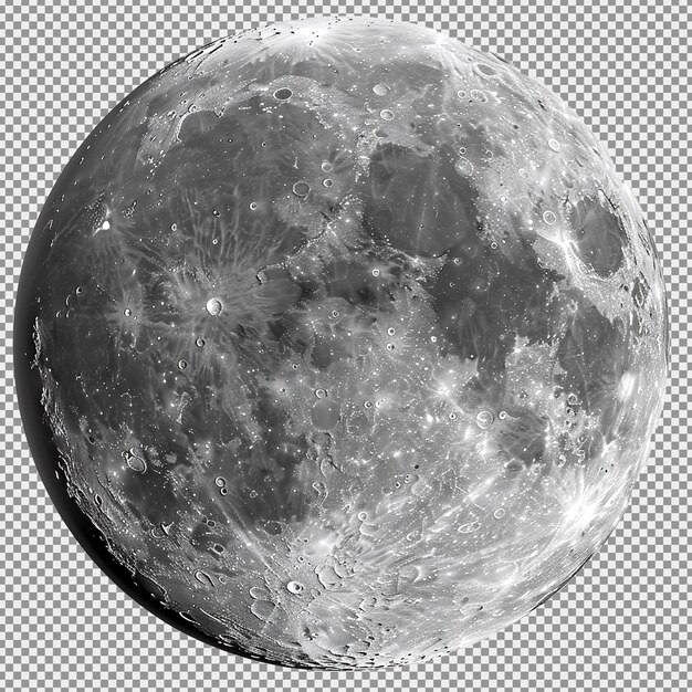 Vollmond mit schwarzen Flecken isoliert auf weißem Hintergrund