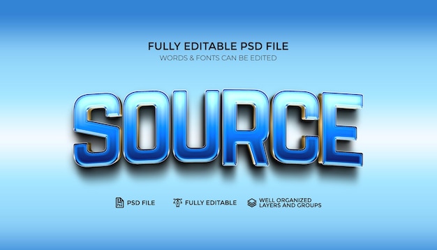 Vollständig bearbeitbare 3D-Text-Effekt mit Smart Object PSD-Datei