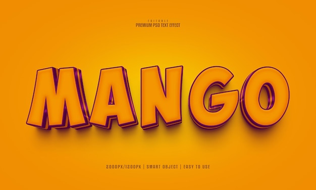 Vollständig bearbeitbarer Premium-PSD-Texteffekt von Mango