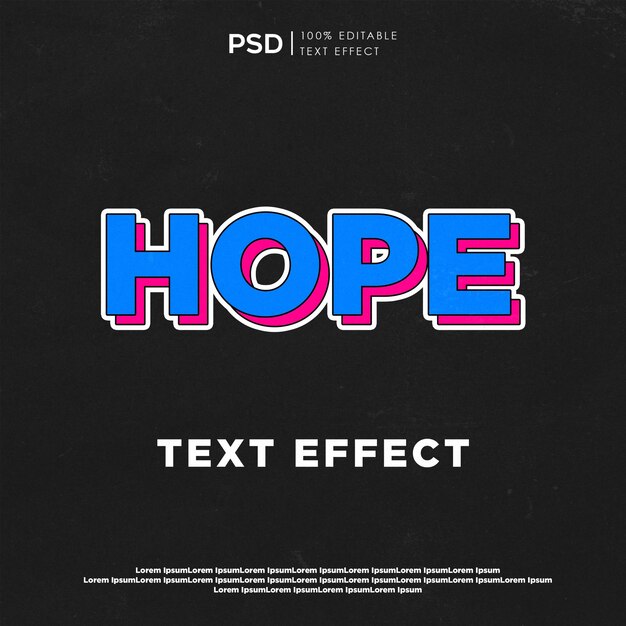 Vollständig bearbeitbarer PSD-Hope-Texteffekt