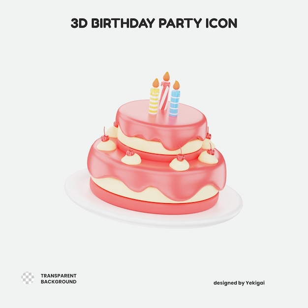 Vollständiger Geburtstagskuchen mit Kerzenillustration für uiux Web-App-Infographik usw.