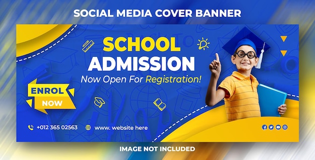 PSD volta às aulas em mídia social banner na web e modelo de design de foto de capa do facebook