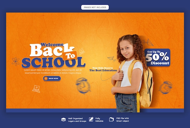 PSD volta para o modelo de banner da web escola