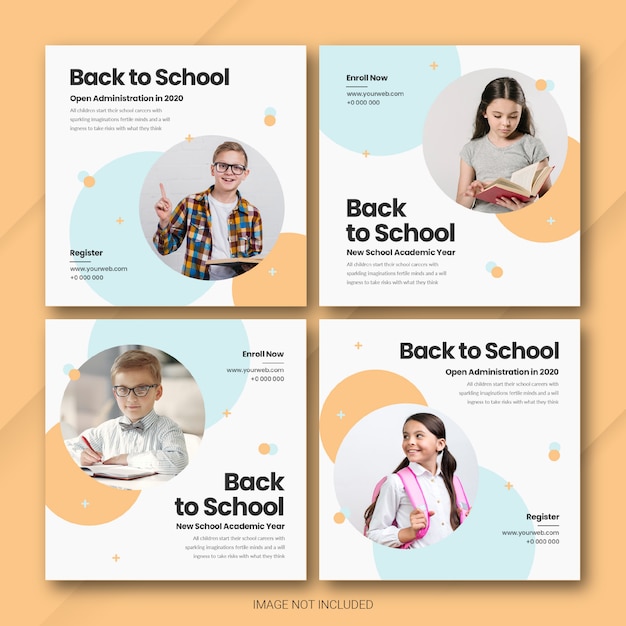 Voltar para a escola instagram post bundle template