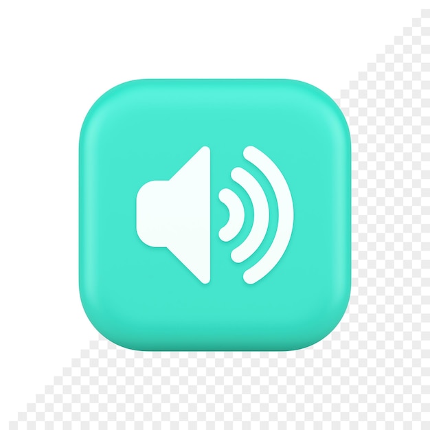 Volume sonore bouton haut-parleur niveau acoustique contrôle des ondes sonores icône réaliste 3d