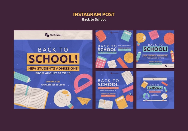 PSD volver a la escuela instagram posts