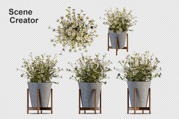 Vorderansicht-Blumenkorb im 3D-Rendering