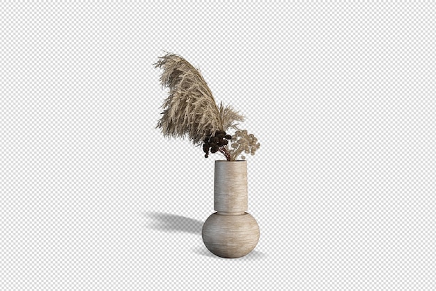 Vorderansicht Blumenstrauß in einer Vase in 3D-Darstellung