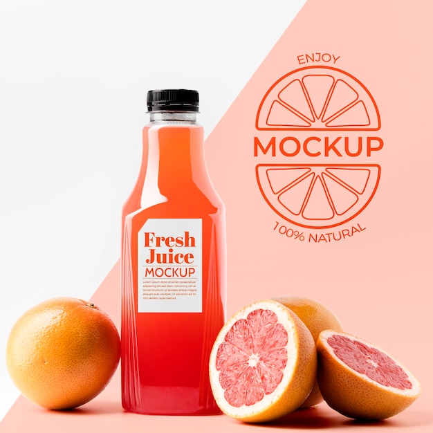 Vorderansicht der Grapefruitsaftglasflasche