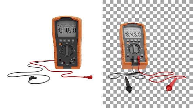 PSD vorderansicht des digitalen multimeters ohne schatten 3d-rendering