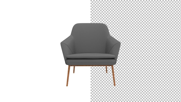 Vorderansicht des Sessels ohne Schatten 3D-Rendering