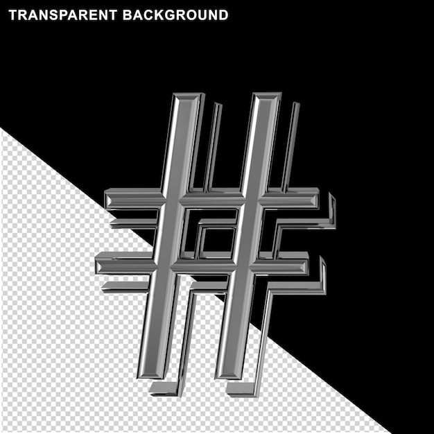 PSD vorderansicht des silbernen symbols