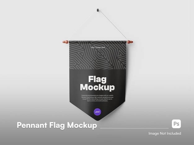 PSD vorderansicht detaillierte wimpelflagge realistisches mockup