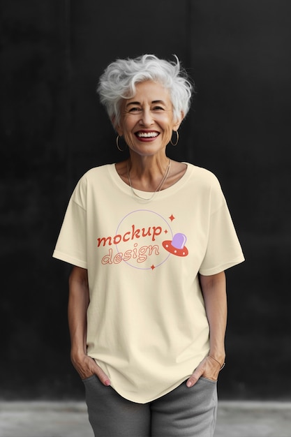 Vorderansicht modell mit t-shirt-mockup