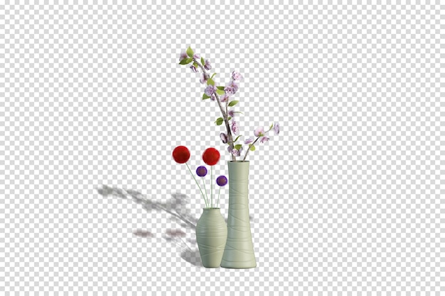 Vorderansicht-vase mit ästen in 3d-rendering