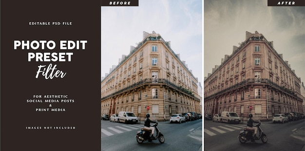 Voreingestellter Filter zur Bearbeitung von Vintage-Fotos für Instagram-Reisebilder