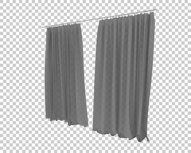 Vorhänge, die auf einem durchsichtigen Hintergrund isoliert sind, 3D-Rendering-Illustration