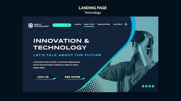 Vorlage der Landungsseite für virtuelle Realität