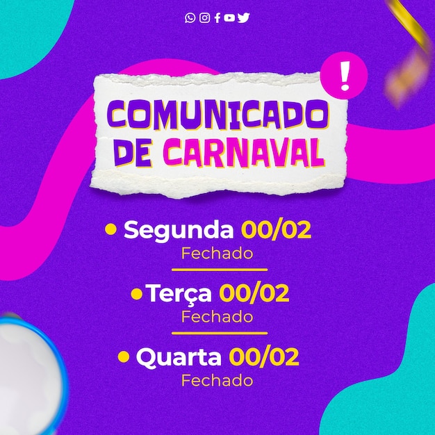 Vorlage eines social media-posts vom karneval in brasilien