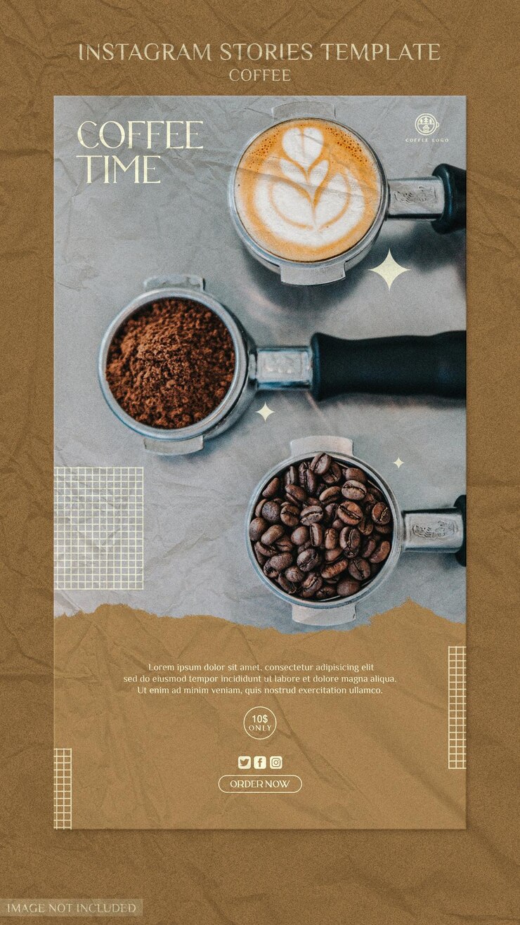 PSD vorlage für coffee shop instagram-geschichten
