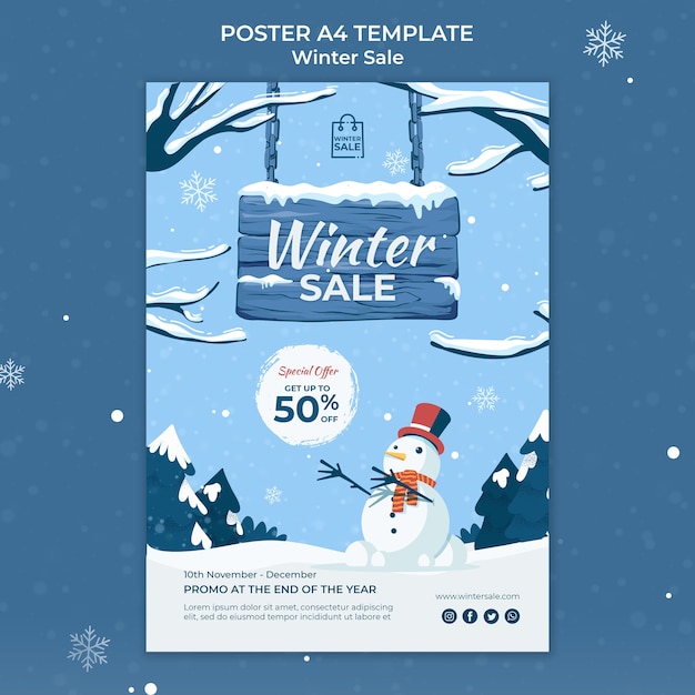 Vorlage für das Design des Winterschlussverkaufsplakats