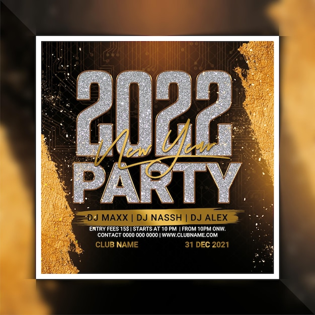 PSD vorlage für den flyer für die neujahrsparty 2022