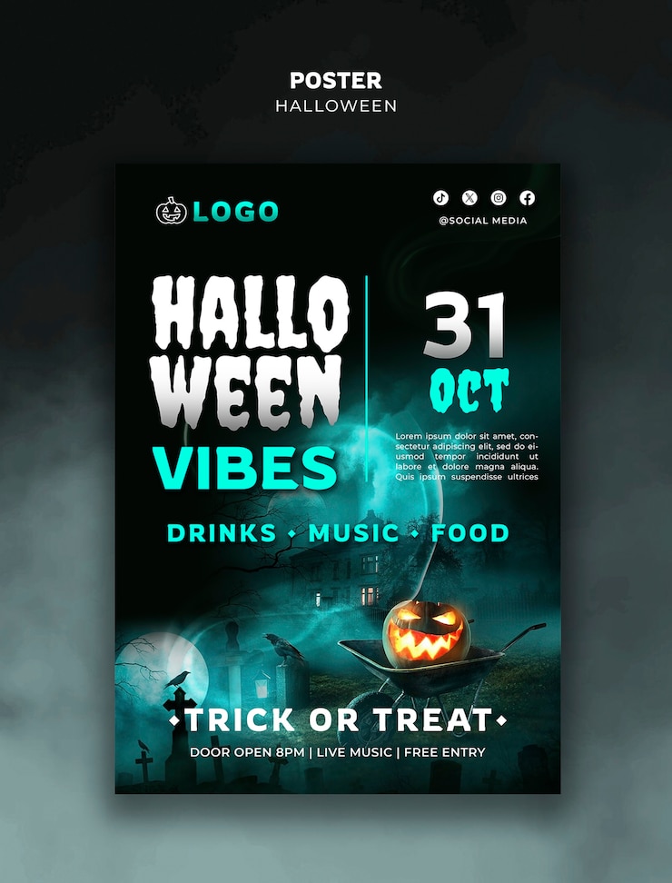 PSD vorlage für die feier der halloween-saison