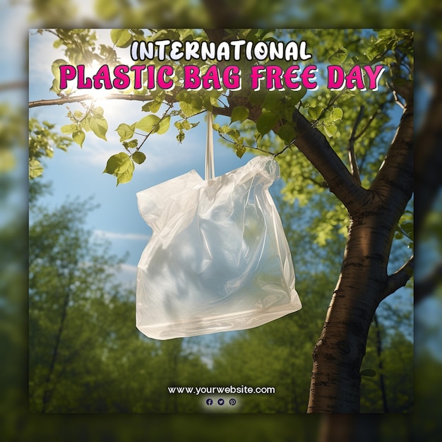 PSD vorlage für die feier des internationalen tages ohne plastiktüten für soziale medien