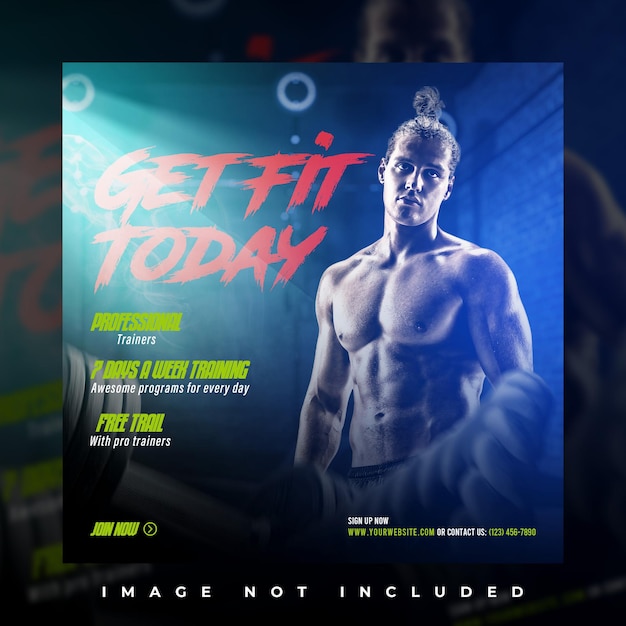 Vorlage für die Gestaltung von sozialen Medien für die Werbung im Fitnessstudio