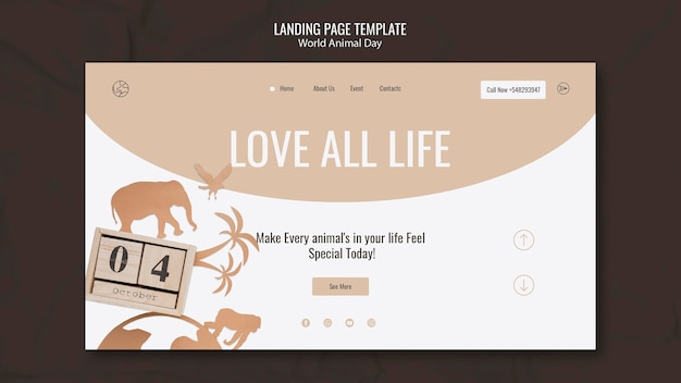 PSD vorlage für die landingpage zum welttiertag