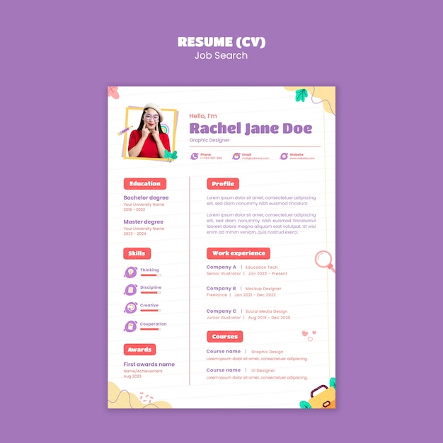 Vorlage für die Suche nach einem Flat-Design-Job