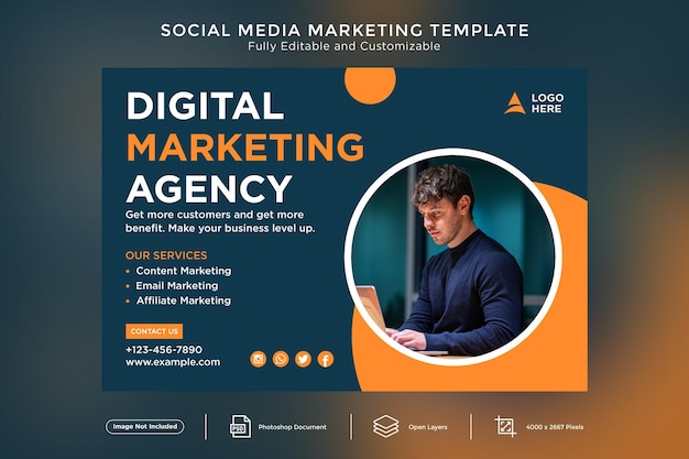 Vorlage für digitale Marketingagentur für soziale Medien