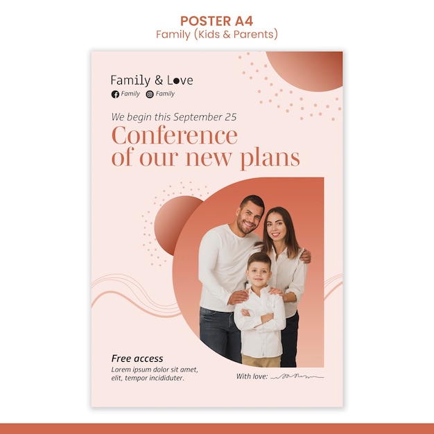 PSD vorlage für ein familien-design-poster