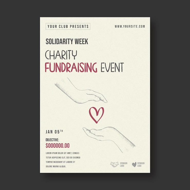 PSD vorlage für ein flyer für eine vertikale fundraising-veranstaltung