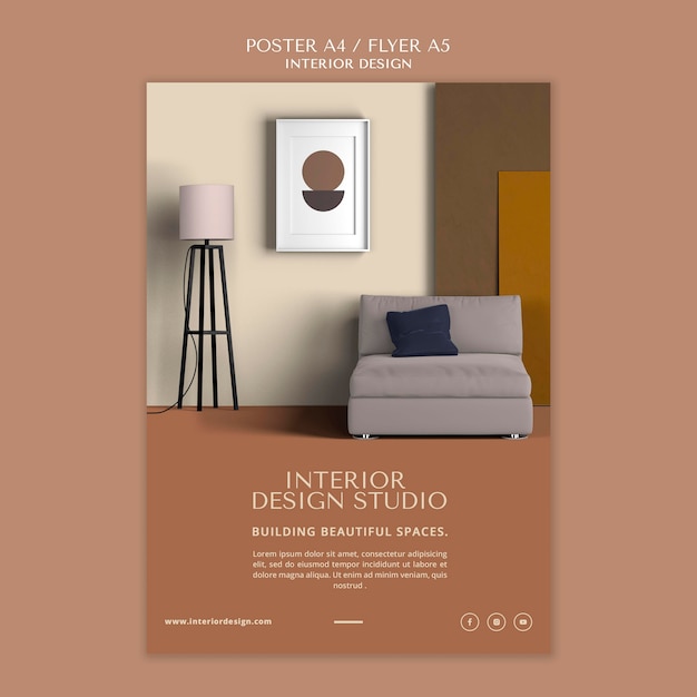 Vorlage für ein Flyer für Innenarchitekturplakate