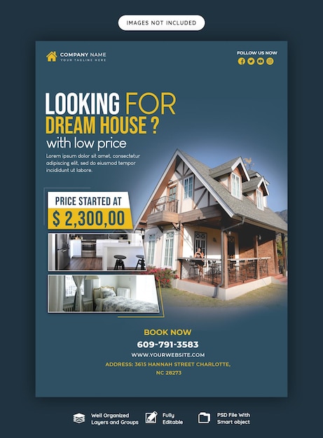 Vorlage für ein Flyer-Poster für Immobilienhäuser