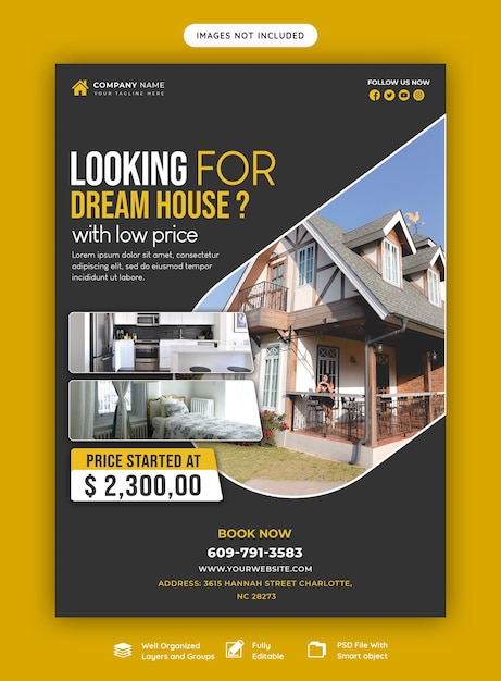 Vorlage für ein Flyer-Poster für Immobilienhäuser