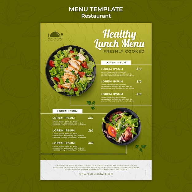 Vorlage für ein gesundes Restaurantmenü