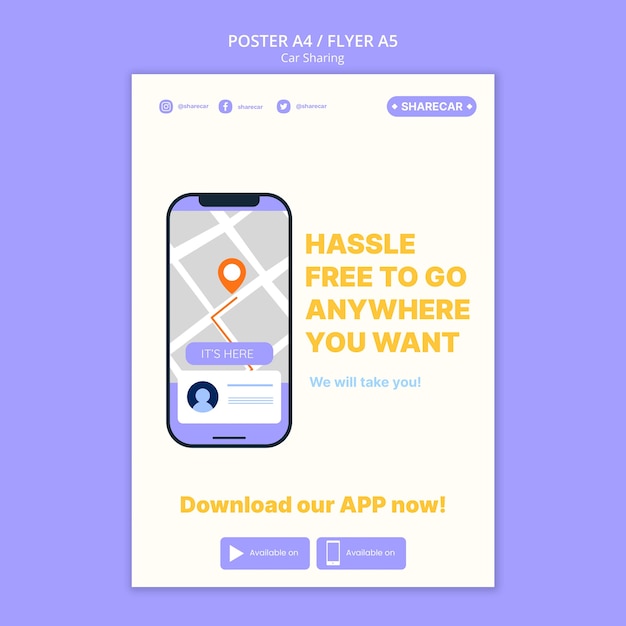 Vorlage für ein Platt-Design-Autosharing-Poster