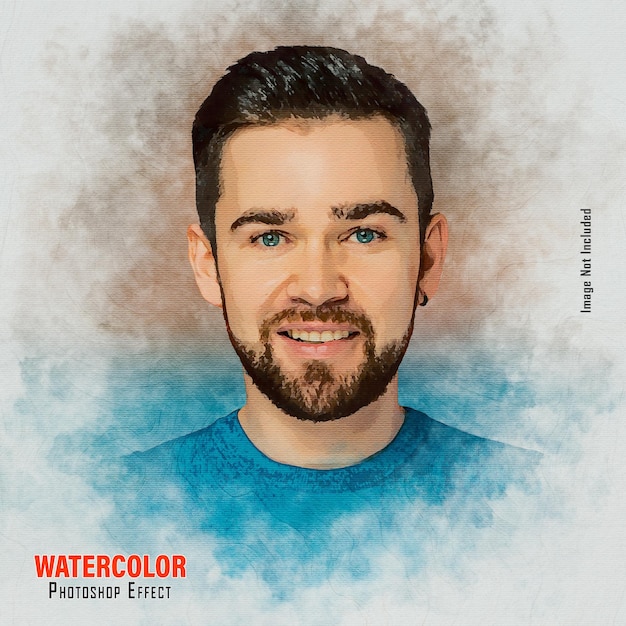 Vorlage für ein portrait-wasserfarbe-fotoeffekt-mockup