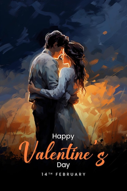 Vorlage für ein poster zum guten valentinstag mit hintergrund für ein romantisches paar