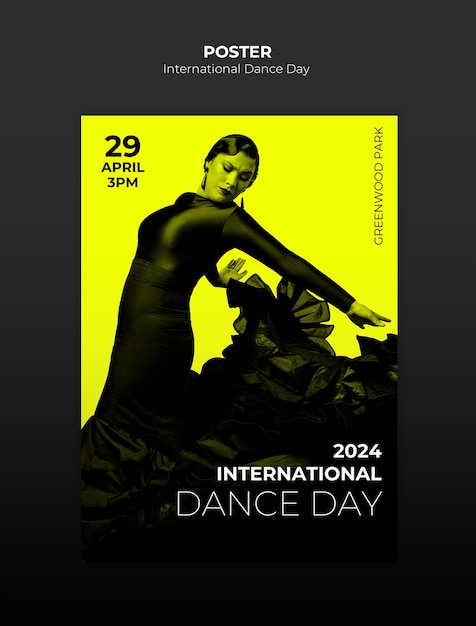 PSD vorlage für ein poster zur feier des internationalen tanztages