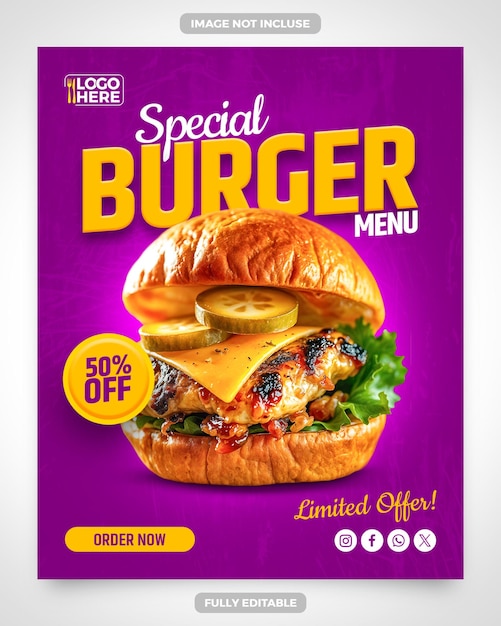 Vorlage für ein spezielles Burgermenü